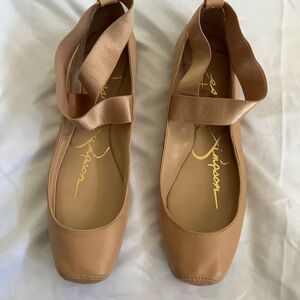Jessica Simpson pink ballet flats with elastic. Super cute and comfy.